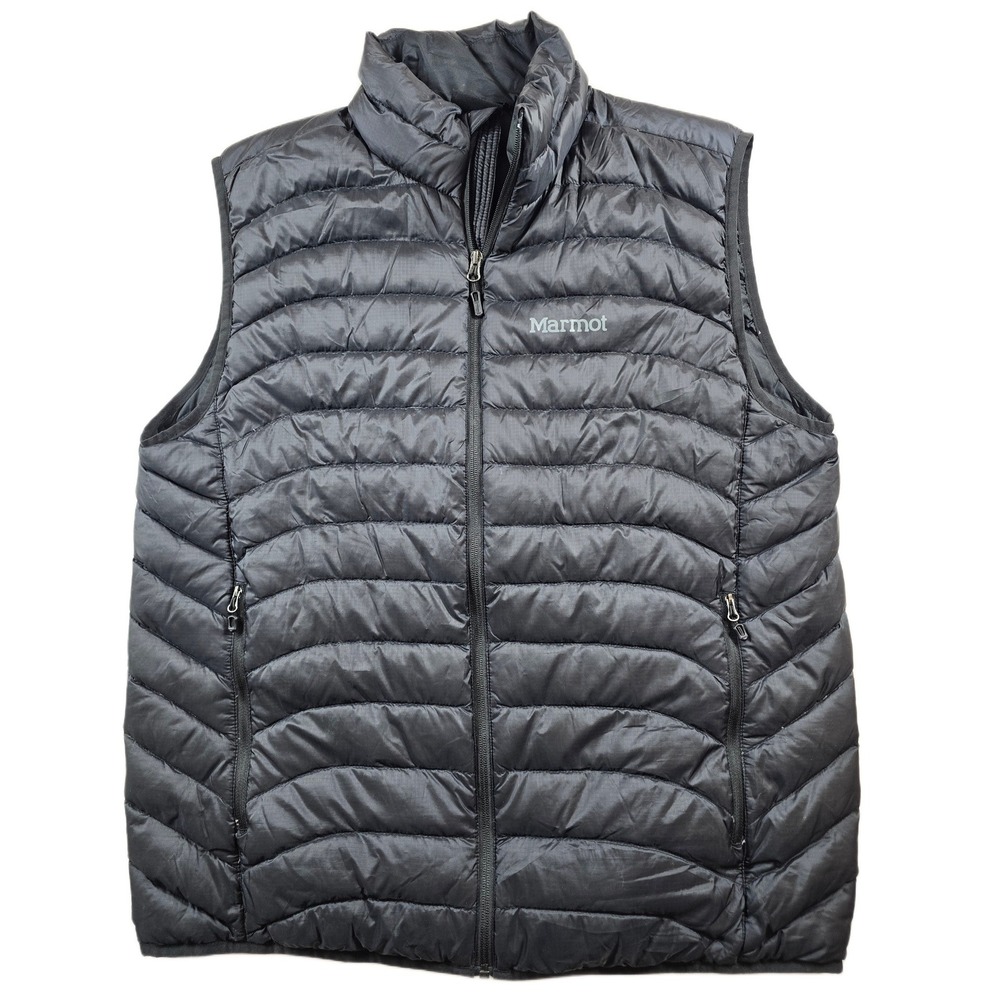 Marmot Down Quilted Puffer Vest Mens XL Black 600 Fill Insulated 71260